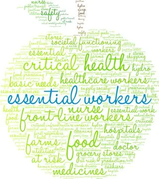 Essential Workers Word Cloud Stock Illustration