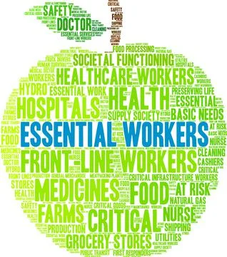 Essential Workers Word Cloud Stock Illustration