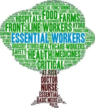 Essential Workers Word Cloud Stock Illustration