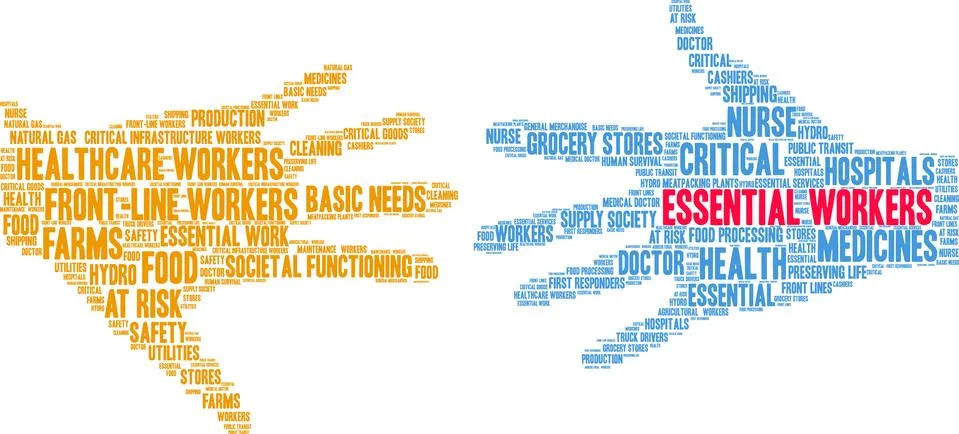 Essential Workers Word Cloud Ilustração Stock