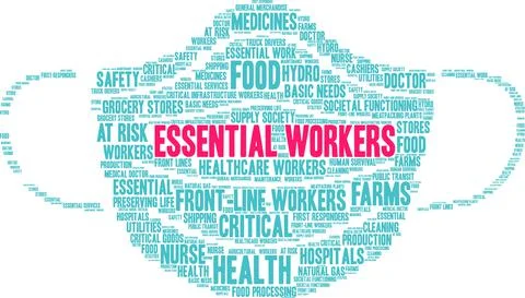 Essential Workers Word Cloud Stock Illustration