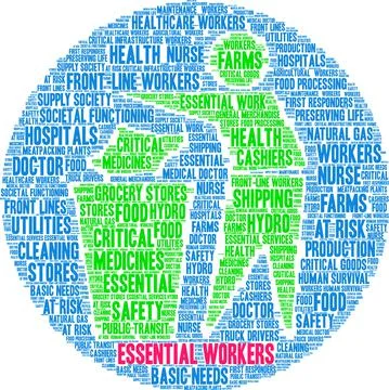Essential Workers Word Cloud Illustrazione stock
