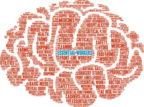 Essential Workers Word Cloud Ilustração Stock