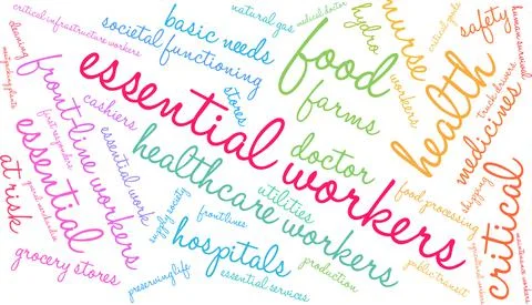 Essential Workers Word Cloud Stock Illustration