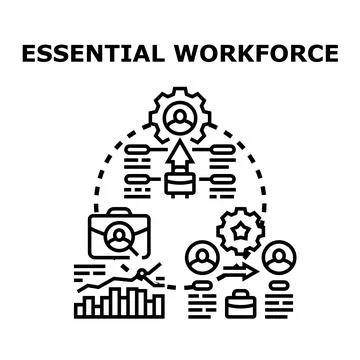 Essential workforce managing tasks and optimizing business process Stock Illustration