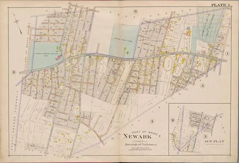 Essex County, V. 3, Double Page Plate No. 2 Map bounded by Stremont Ave., ... Stock Photos