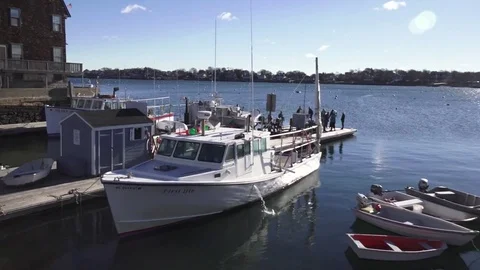 Est Shot Pan Right Marblehead Harbor Stock Footage 70330564