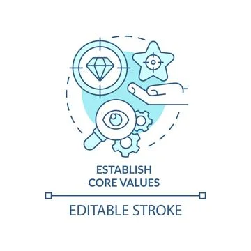 Establish core values turquoise concept icon Illustrazione stock