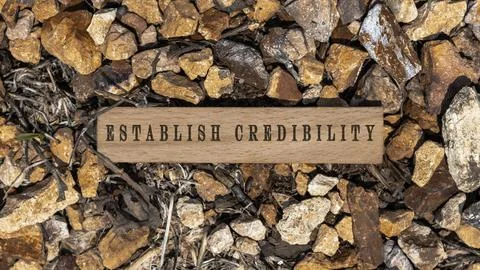 Establish Credibility text. It was taken in the studio written on a wooden .. Stock Photos