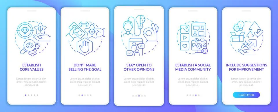 Establish transparency blue gradient onboarding mobile app screen 스톡 일러스트