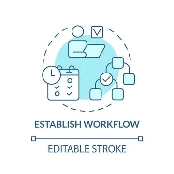 Establish workflow turquoise concept icon Stock-Illustration