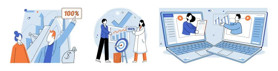 Established business. Flat design elements create modern and minimalistic Stock Illustration