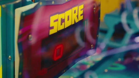 Established close up of score display in old vintage arcade video games Vídeo Stock 281839661