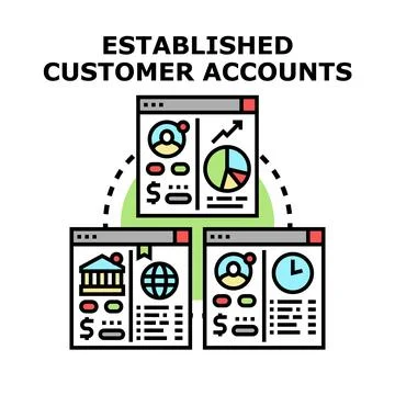 Established customer accounts management connection analytics Stock Illustration
