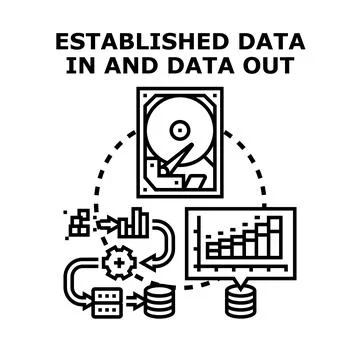 Established data in and out workflow concept イラスト素材