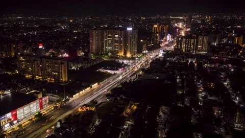 The established shoot of the city, Drone Flight Over Urban Rajkot City. Stock Footage 237322148