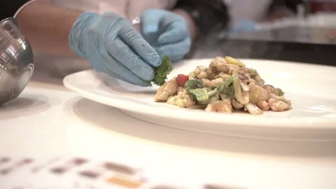 Established Shot of Chicken Vegetable Stir Fry Stock Footage 132016690