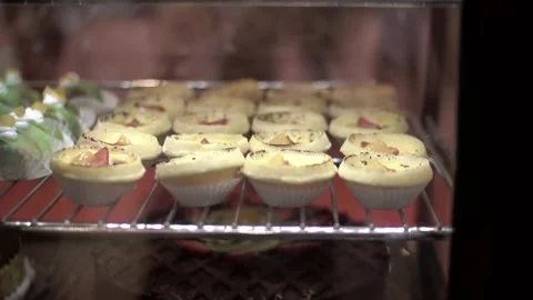 Established Shot of Display Pastry and Cake Stock Footage 132017212