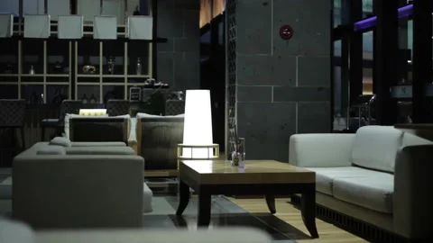 Established Shot of Empty Modern Hotel Lounge Stock Footage 130617827