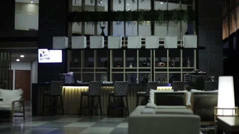 Established Shot of Empty Modern Hotel Lounge Stock Footage 130617860