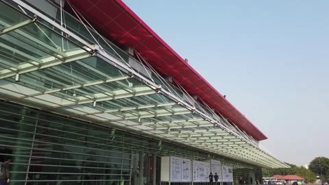 Established Shot of Hall D Jakarta International Expo Exterior Stock Footage 132018202