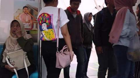 Established Shot of Inside MRT Jakarta Train Video stock 132058499