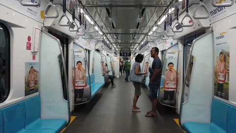 Established Shot of Inside MRT Jakarta Train Video stock 132058594