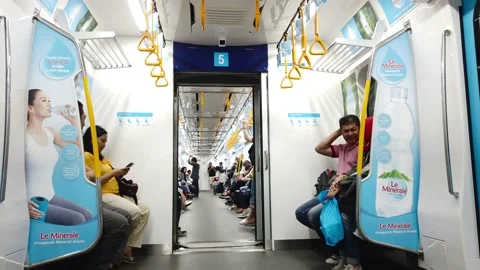 Established Shot of Inside MRT Jakarta Train Video stock 132076060