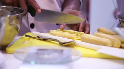 Established Shot of Making Creamy Puff Pastry Stock Footage 132015248