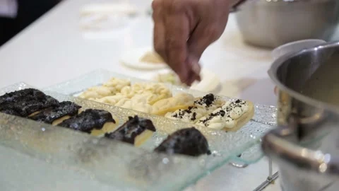Established Shot of Making Creamy Puff Pastry Stock Footage 132030980
