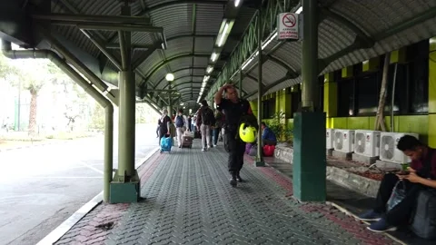 Established Shot of Passenger Point of View at Gambir Train Station Stock Footage 132102524