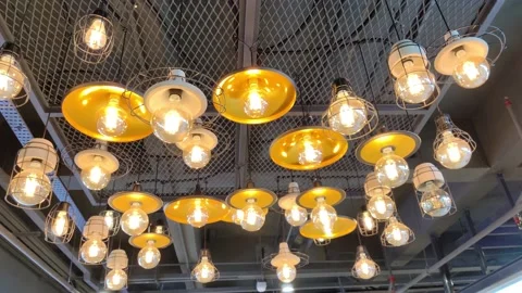 Established Shot of Unique Hanging Light Bulb with Modern Minimalist Design. 動画素材 198194565