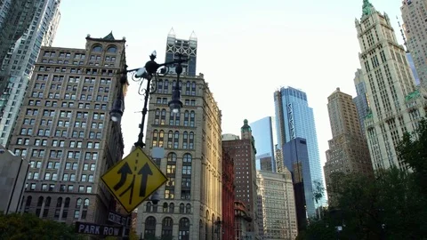 Establishing aerial drone view of Manhattan’s financial wall street Stock Footage 82097477