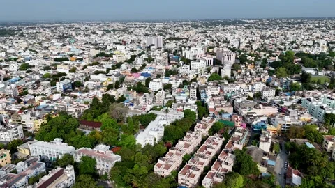 Establishing aerial view of Puducherry also known as Pondicherry. City of the Stock Footage 314642203