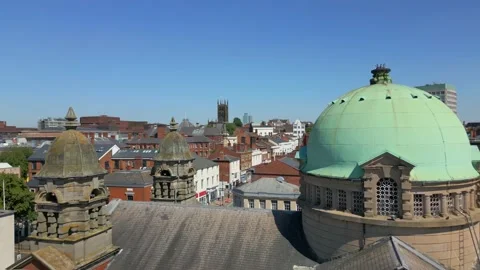 Establishing aerial view of Wolverhampton UK Stockbeeldmateriaal 236421679