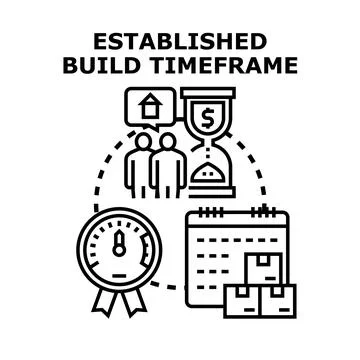 Establishing building project timeframe for home construction Stock Illustration