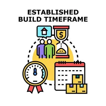 Establishing building project timeframe for home construction Ilustración de archivo