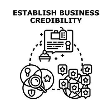 Establishing business credibility concept achieving trust and reputation Stock Illustration
