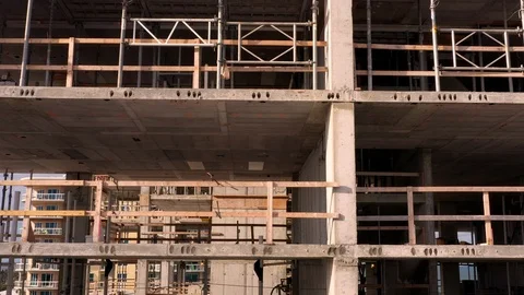 Establishing of construction site side scroll view 4k Stock Footage 125642739