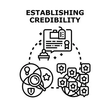 Establishing credibility concept vector drawing people trust Stock Illustration
