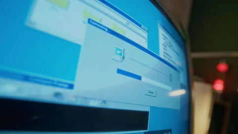 Establishing Dial-up Internet Connection on Old PC Computer in 1990s Stock Footage 327232430