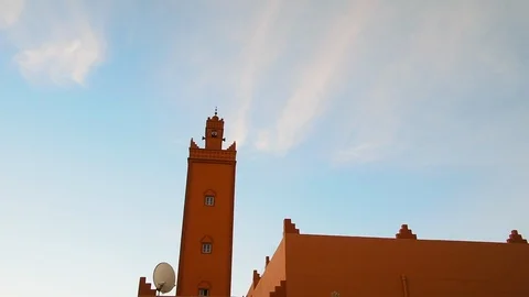 Establishing Dolly Small Local Mosque In Arabic Berber Town Video stock 100634837