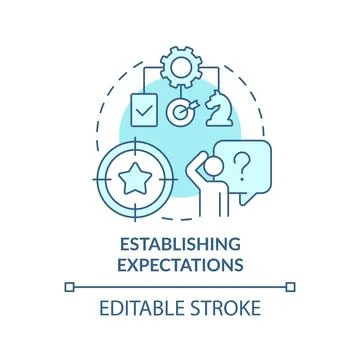 Establishing expectations turquoise concept icon Stock Illustration