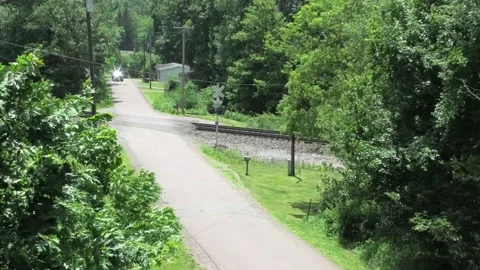 An Establishing High Angle Shot of a Pickup Towing a Utility Trailer 스톡 동영상 199716406