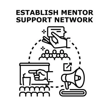 Establishing mentor support network for business growth Stock Illustration