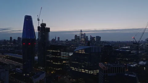 Establishing Night / Dusk / Dawn View of The City of London Stock Footage 307020991