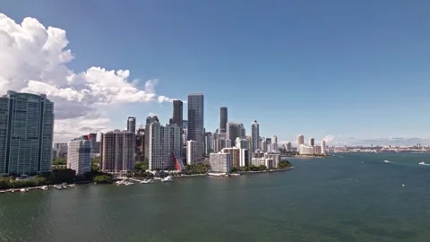 Establishing orbit drone shot of Brickell district Miami Stock Footage 243111481