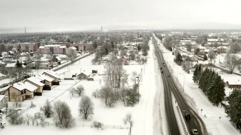 Establishing shoot of highway going into small city. Rule of third. Stock Footage 165033717