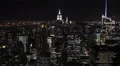 Establishing Shot Aerial View New York City Towers Skyline Big Apple Night Light HD Footage