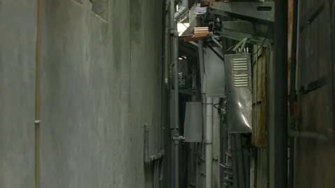 Establishing shot of alleyway Stock Footage